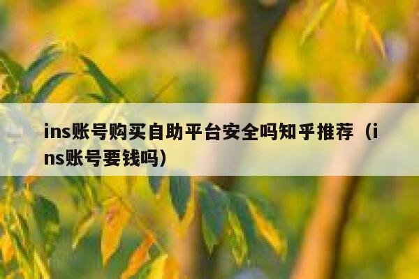 ins账号购买自助平台安全吗知乎推荐（ins账号要钱吗） 第1张