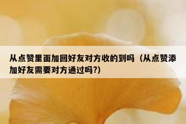 从点赞里面加回好友对方收的到吗(从点赞添加好友需要对方通过吗?) 第1张 从点赞里面加回好友对方收的到吗(从点赞添加好友需要对方通过吗?) 第1张