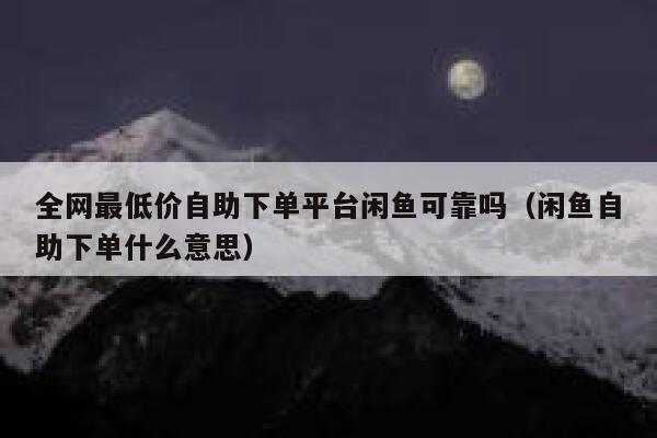 全网最低价自助下单平台闲鱼可靠吗（闲鱼自助下单什么意思） 第1张