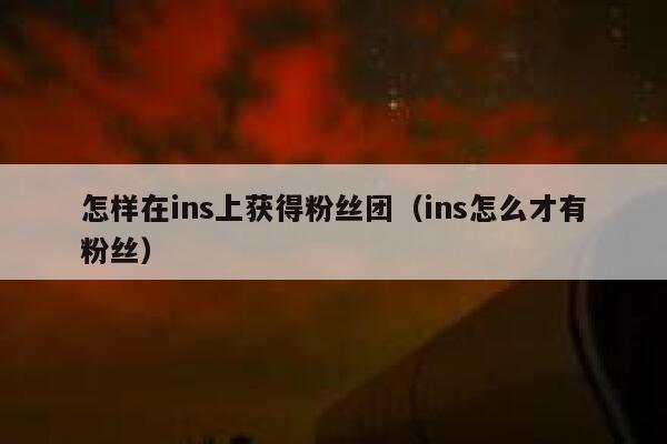 怎样在ins上获得粉丝团（ins怎么才有粉丝） 第1张