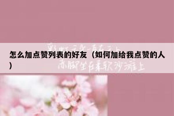 怎么加点赞列表的好友(如何加给我点赞的人) 第1张 怎么加点赞列表的好友(如何加给我点赞的人) 第1张