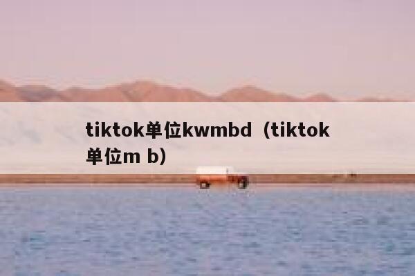 tiktok单位kwmbd（tiktok单位m b） 第1张