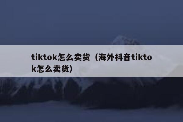 tiktok怎么卖货（海外抖音tiktok怎么卖货） 第1张