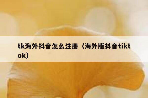 tk海外抖音怎么注册（海外版抖音tiktok） 第1张