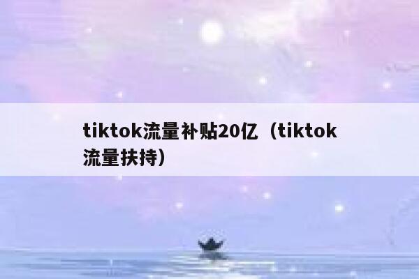 tiktok流量补贴20亿（tiktok流量扶持） 第1张