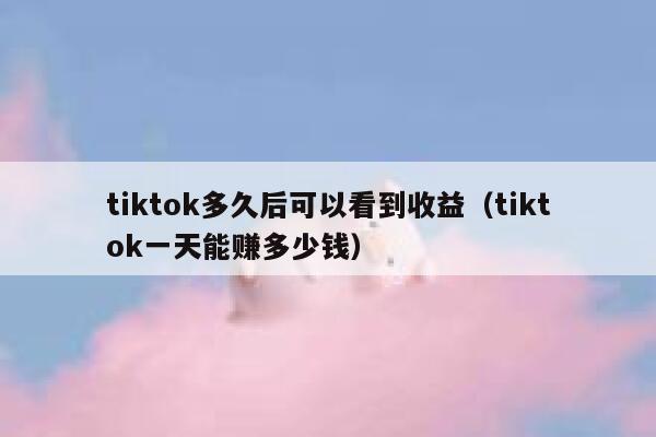 tiktok多久后可以看到收益（tiktok一天能赚多少钱） 第1张