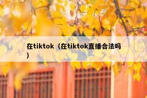 在tiktok（在tiktok直播合法吗） 第1张