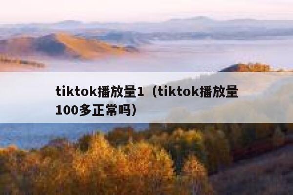 tiktok播放量1（tiktok播放量100多正常吗） 第1张