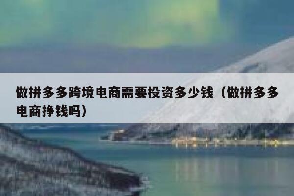 做拼多多跨境电商需要投资多少钱(做拼多多电商挣钱吗) 第1张 做拼多多跨境电商需要投资多少钱(做拼多多电商挣钱吗) 第1张