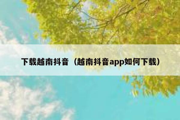 下载越南抖音(越南抖音app如何下载) 第1张 下载越南抖音(越南抖音app如何下载) 第1张