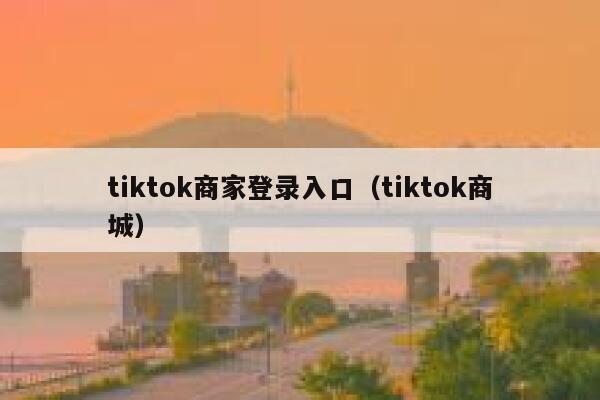 tiktok商家登录入口（tiktok商城） 第1张