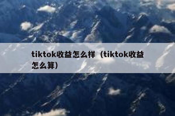 tiktok收益怎么样（tiktok收益怎么算） 第1张