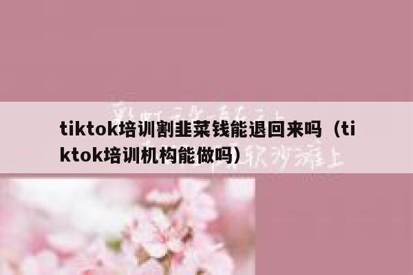 tiktok培训割韭菜钱能退回来吗（tiktok培训机构能做吗） 第1张