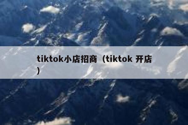 tiktok小店招商（tiktok 开店） 第1张