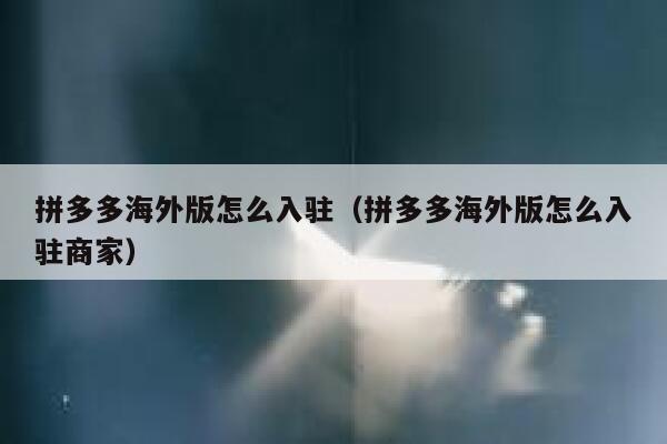 拼多多海外版怎么入驻（拼多多海外版怎么入驻商家） 第1张