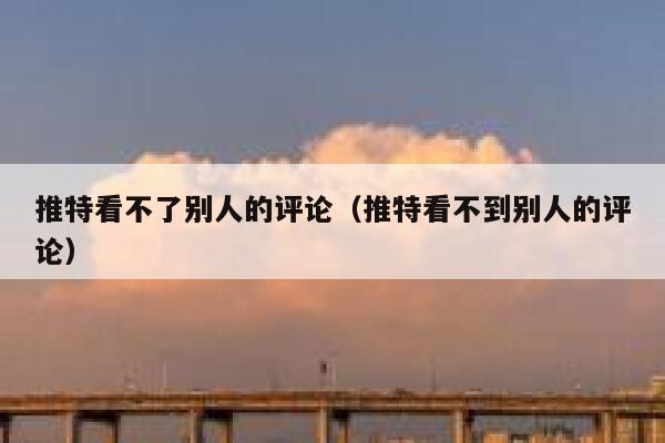 推特看不了别人的评论（推特看不到别人的评论） 第1张