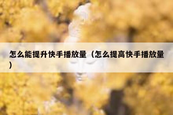 怎么能提升快手播放量（怎么提高快手播放量） 第1张