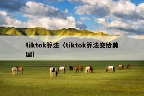 tiktok算法（tiktok算法交给美国） 第1张