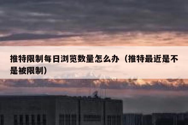 推特限制每日浏览数量怎么办（推特最近是不是被限制） 第1张