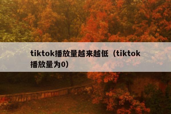 tiktok播放量越来越低（tiktok播放量为0） 第1张