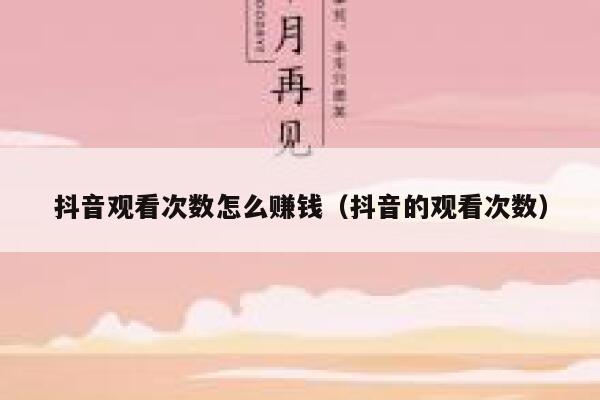 抖音观看次数怎么赚钱（抖音的观看次数） 第1张
