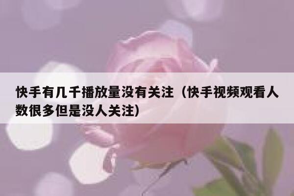 快手有几千播放量没有关注（快手视频观看人数很多但是没人关注） 第1张