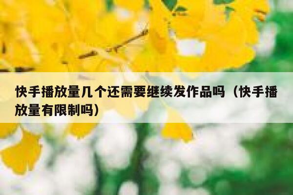 快手播放量几个还需要继续发作品吗（快手播放量有限制吗） 第1张