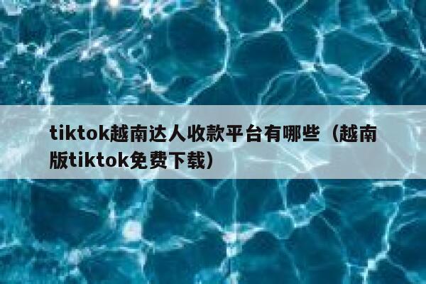 tiktok越南达人收款平台有哪些（越南版tiktok免费下载） 第1张