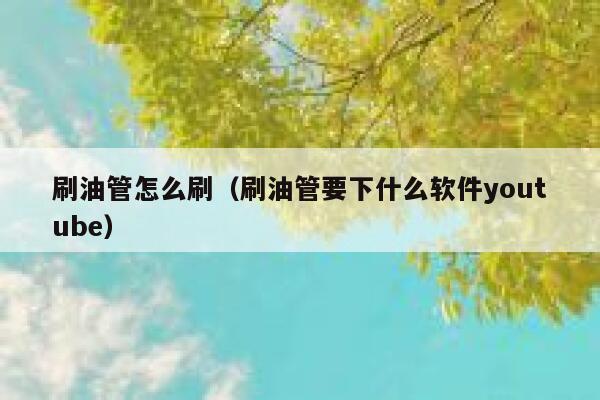 刷油管怎么刷(刷油管要下什么软件youtube) 第1张 刷油管怎么刷(刷油管要下什么软件youtube) 第1张