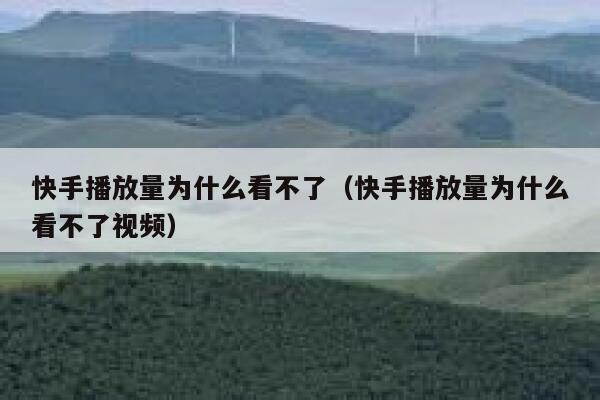 快手播放量为什么看不了（快手播放量为什么看不了视频） 第1张