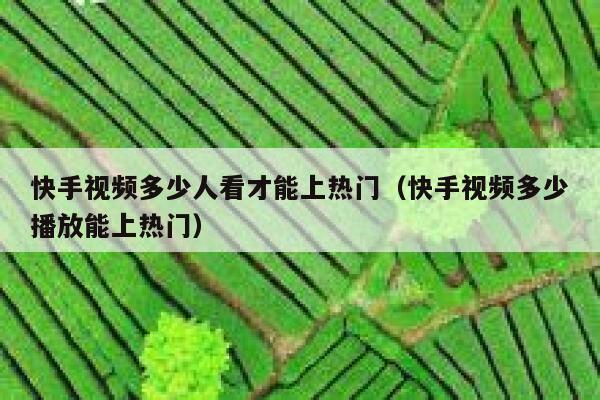 快手视频多少人看才能上热门（快手视频多少播放能上热门） 第1张