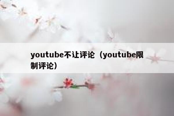 youtube不让评论（youtube限制评论） 第1张