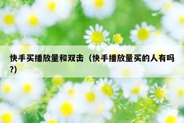 快手买播放量和双击（快手播放量买的人有吗?） 第1张