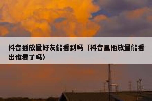 抖音播放量好友能看到吗（抖音里播放量能看出谁看了吗） 第1张