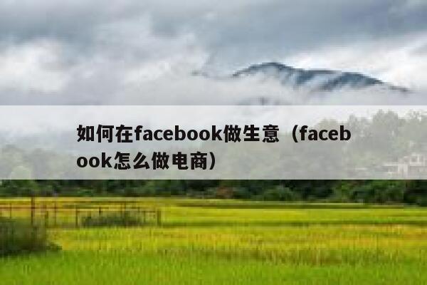 如何在facebook做生意（facebook怎么做电商） 第1张