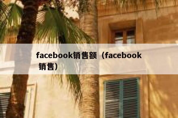 facebook销售额（facebook 销售） 第1张