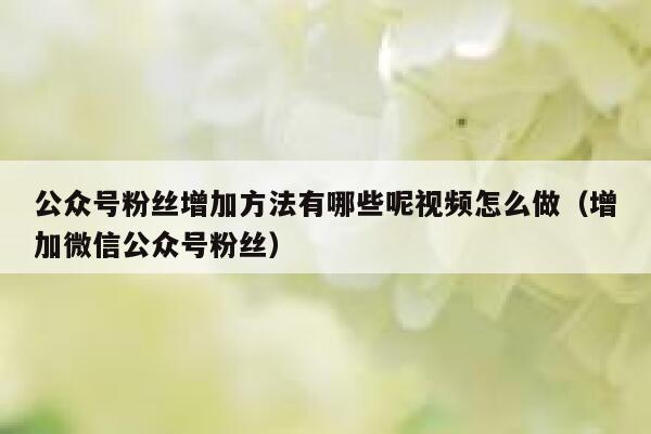 公众号粉丝增加方法有哪些呢视频怎么做（增加微信公众号粉丝） 第1张