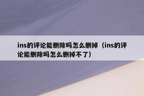 ins的评论能删除吗怎么删掉（ins的评论能删除吗怎么删掉不了） 第1张