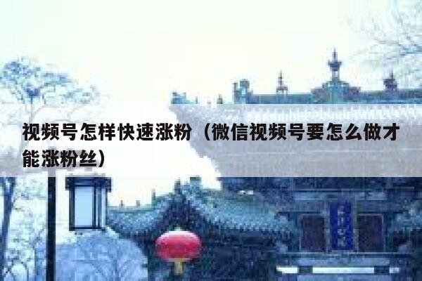 视频号怎样快速涨粉（微信视频号要怎么做才能涨粉丝） 第1张
