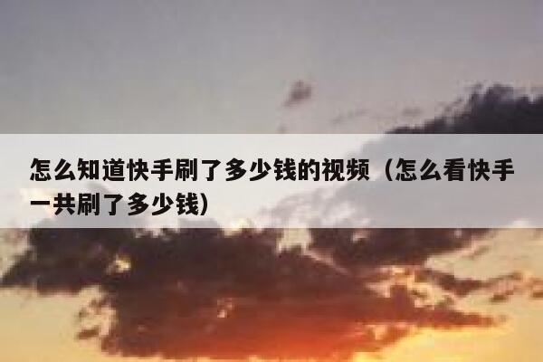 怎么知道快手刷了多少钱的视频（怎么看快手一共刷了多少钱） 第1张