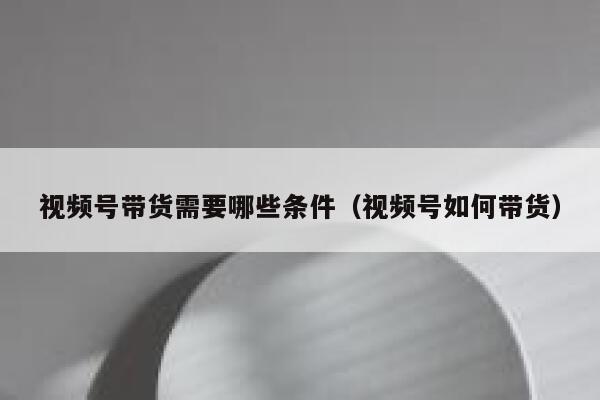 视频号带货需要哪些条件（视频号如何带货） 第1张