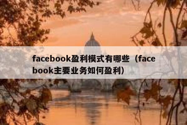 facebook盈利模式有哪些（facebook主要业务如何盈利） 第1张