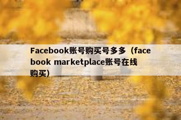 Facebook账号购买号多多（facebook marketplace账号在线购买） 第1张