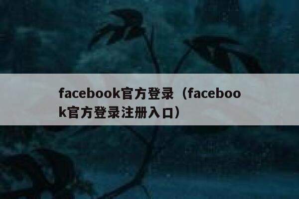 facebook官方登录（facebook官方登录注册入口） 第1张