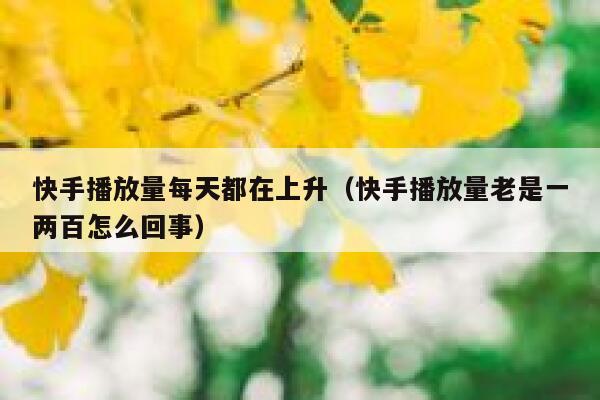 快手播放量每天都在上升（快手播放量老是一两百怎么回事） 第1张