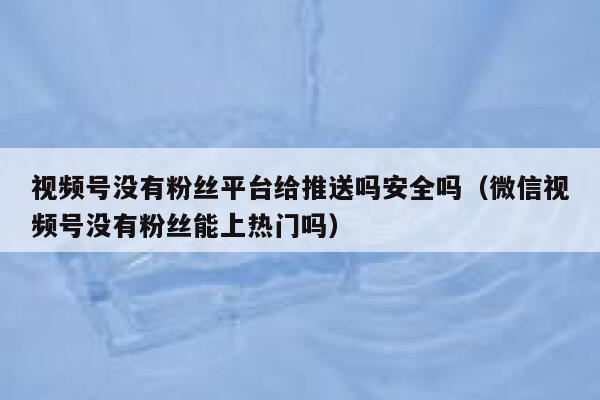 视频号没有粉丝平台给推送吗安全吗（微信视频号没有粉丝能上热门吗） 第1张