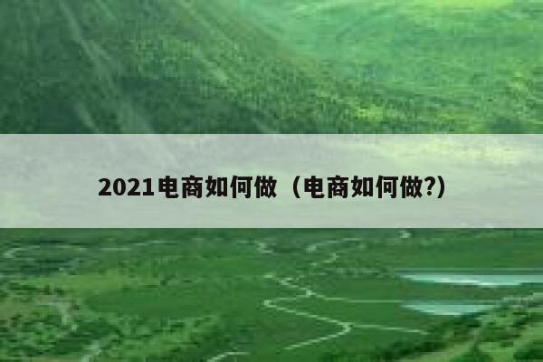 2021电商如何做（电商如何做?） 第1张