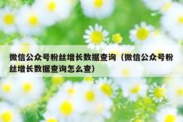 微信公众号粉丝增长数据查询（微信公众号粉丝增长数据查询怎么查） 第1张