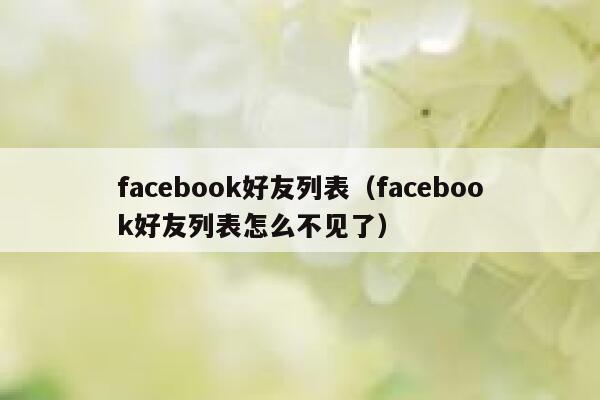 facebook好友列表（facebook好友列表怎么不见了） 第1张