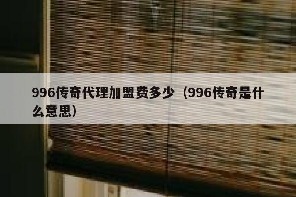 996传奇代理加盟费多少（996传奇是什么意思） 第1张